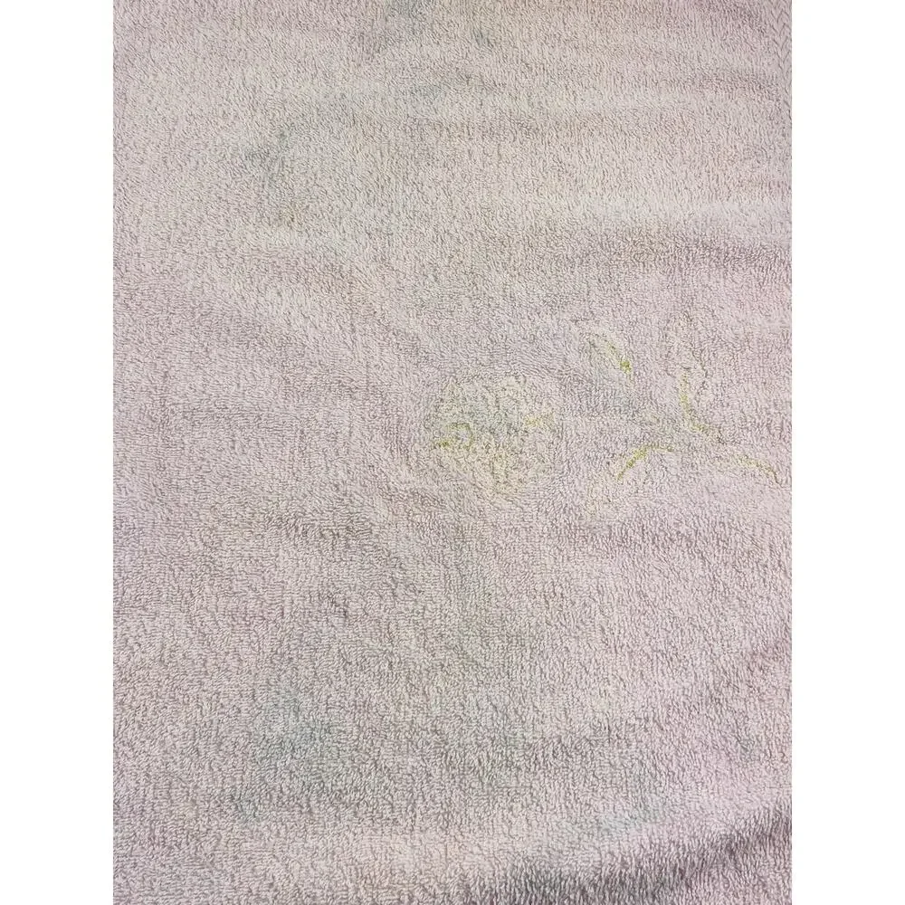 Cannon Bath Body Hand Towel Set Vintage Pink Floral Appliqué Gold Rose USA Flowe